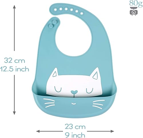 Miniatura 3 de Baberos de alimentación del silicón del bebé, 3pcs baberos impermeables ajustables para la alimentación