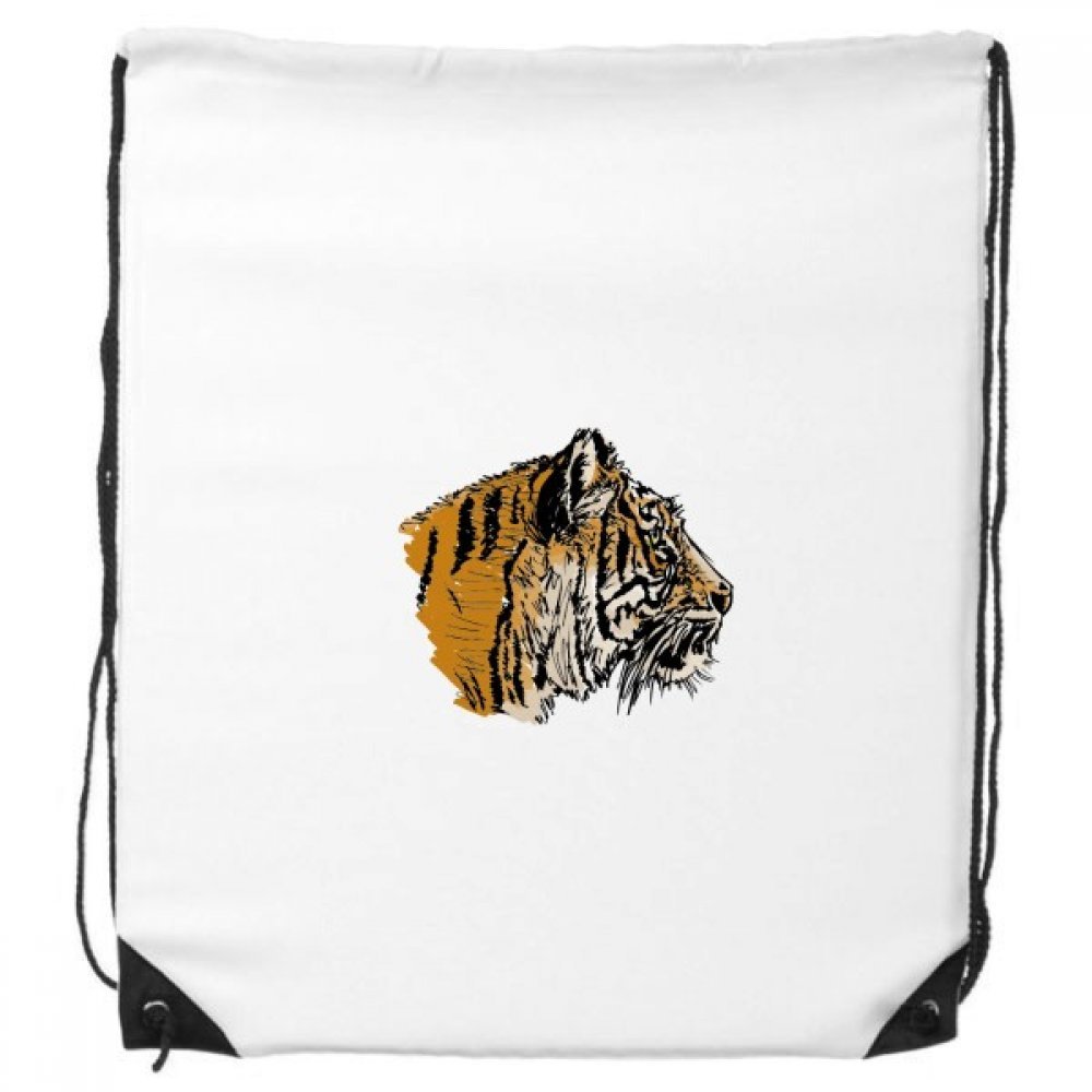 DIYthinkerTiger Head Close-up King Animal Wild Drawstring Backpack Shopping Gift Sports Bags One_Size Multicolor