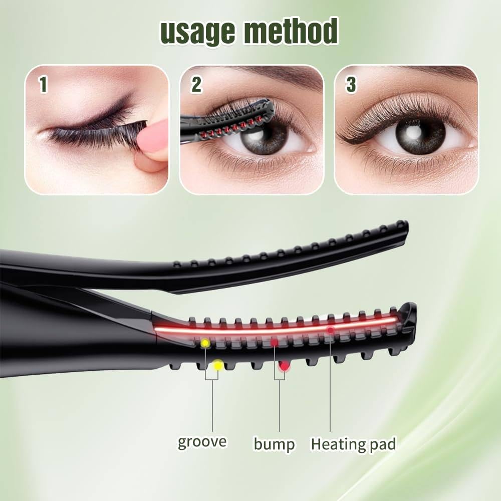 Rizador De Pestañas Eléctrico Con Calefacción + Pestañas Rusas Postizas D Curl 3D(6-18mm), 10 Pares Pestañas Postizas Naturales Fluffy, Rizador Pestañas Eléctrico Portátil,F