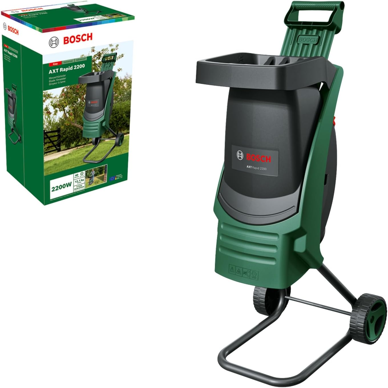 AXT Rapid 2200 Shredder (for Powerful Shredding of Garden Debris; Powerful 2200W Motor)