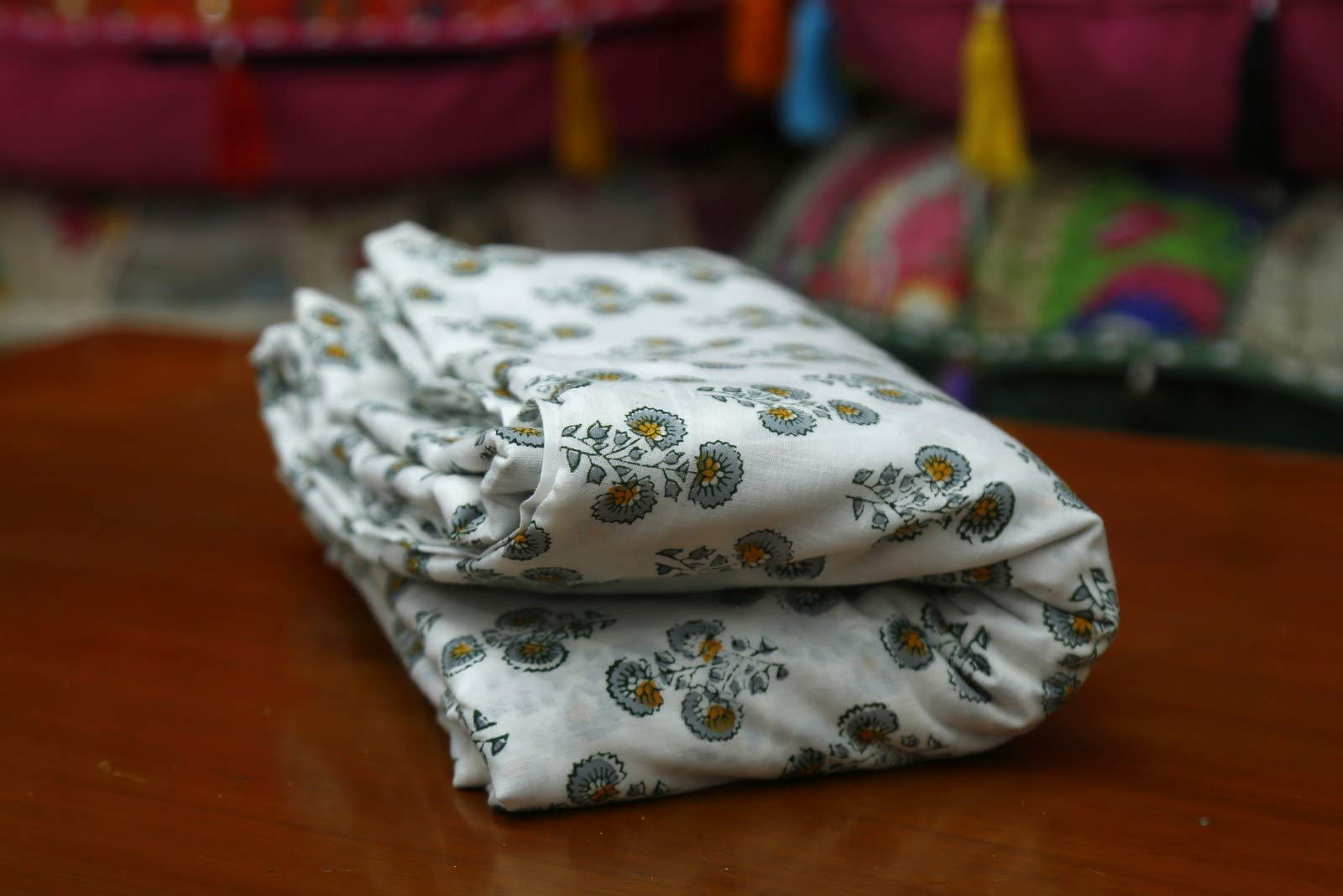 Trade Star, tessuto etnico con stampa a blocchi di mano, tessuto indiano in cotone per sartoria, cucito al metro per bambini, decorazione per la casa (modello 6, 10 metri)