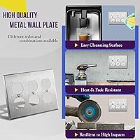 Vista 37 de ENERLITES Placa de pared de metal dúplex para receptáculos, cubierta de salida de acero inoxidable, resistente a la corrosión, tamaño de 1 banda