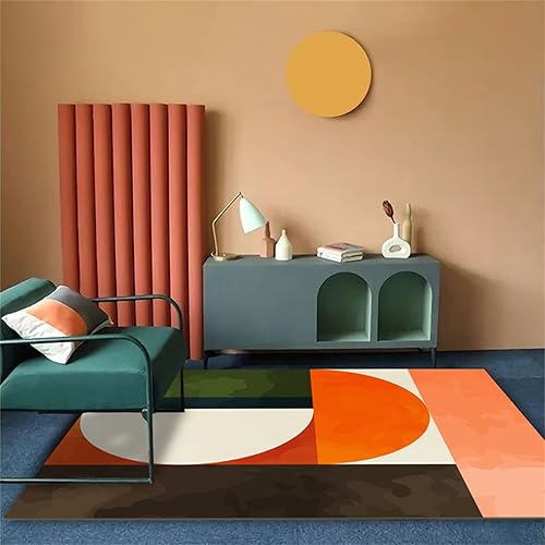 Alfombra geométrica moderna, de 3 x 5 pies, alfombras superiores para interiores, decoración de suelo de retazos geométricos coloridos para