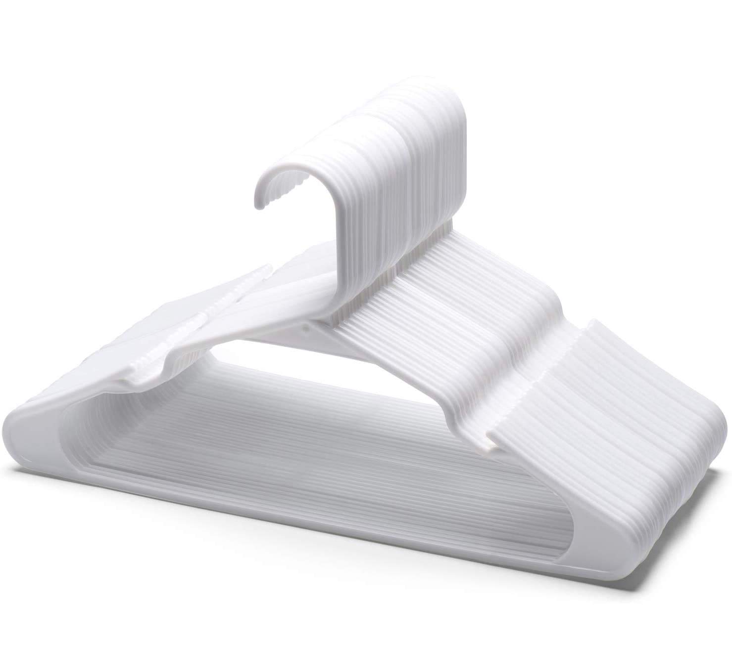 HOUSE DAY Plastic Hangers-50 Pack-Plastic Clothes Hangers for Skirt Suit Coat, Standard Tubular Plastic Hangers for Clothes