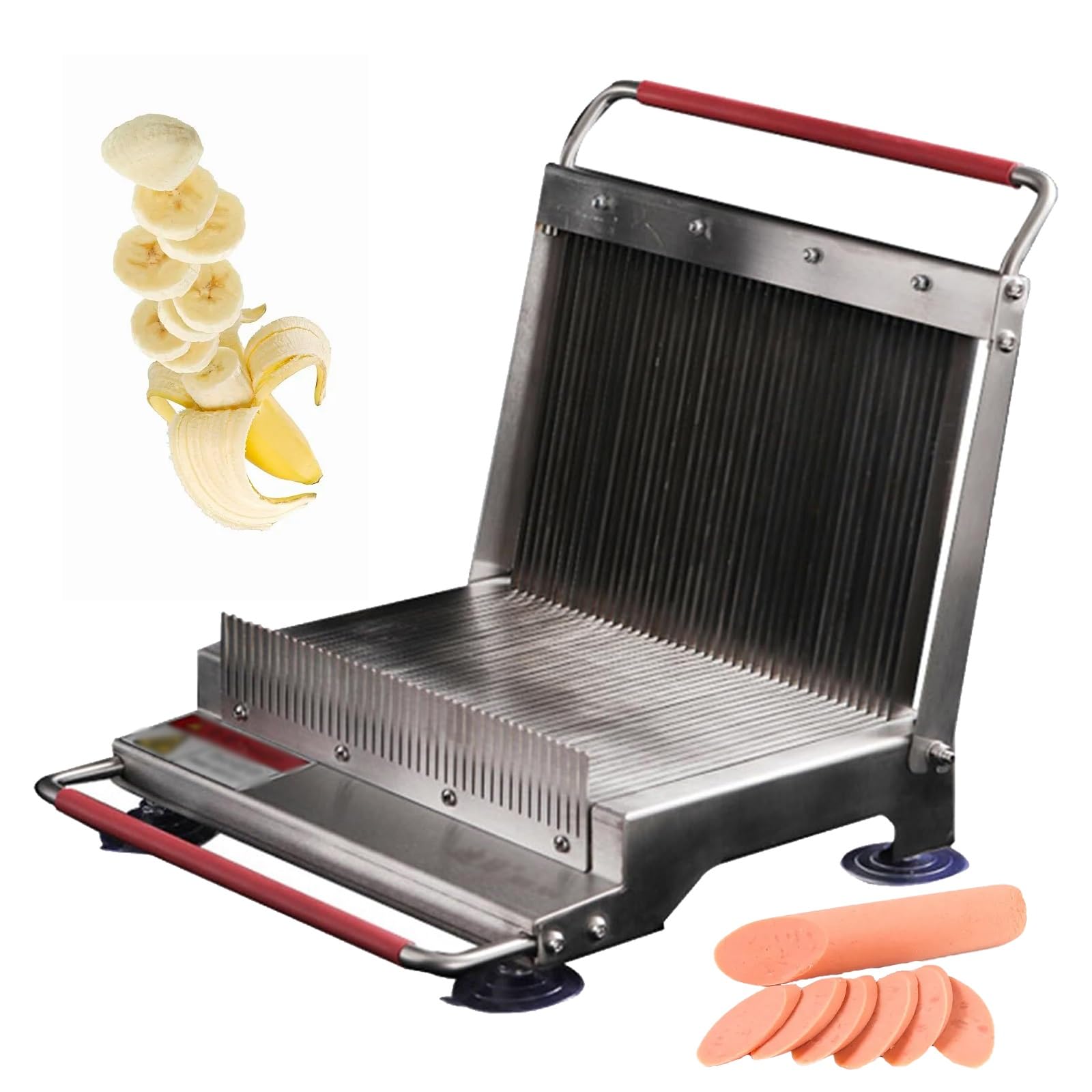 ASerZenith Manual Food Slicer With Suction Cup Feet, 8Mm Slice Thickness, For Cutting Vegetables, Ham, Tofu, And Bananas