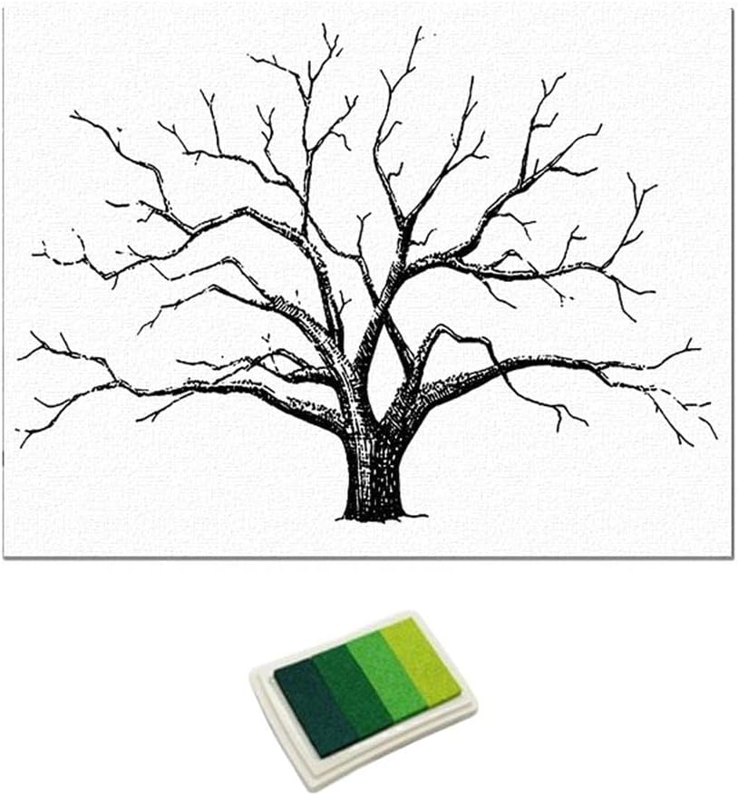 Wedding Thumbprint Tree Finger Painting Wedding Guest Book Green