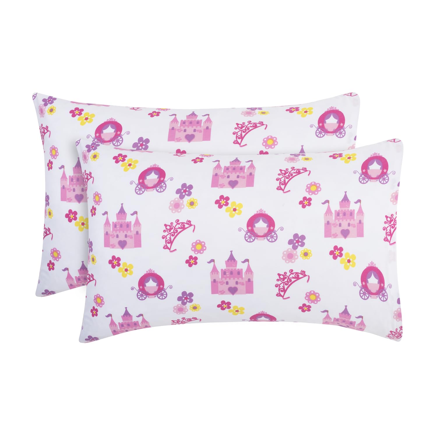 Paquete de 2 Fundas de Almohada de Viaje para niños pequeños, 100% Microfibra Suave, Transpirable e hipoalergénica, Fundas de Almohada para niños de 14 x 19, 13 x 18 o 12 x 16 Pulgadas, Princess