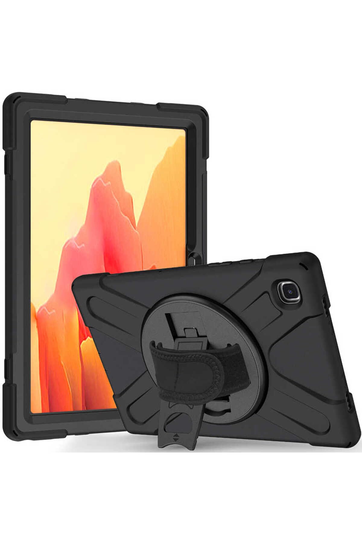 CONSTRAIN - Samsung Galaxy Tab A7 10.4 T500 2020 ile Uyumlu Tank Kılıf Omuz Askılı 360 Dönen Standlı Zırh Kapak