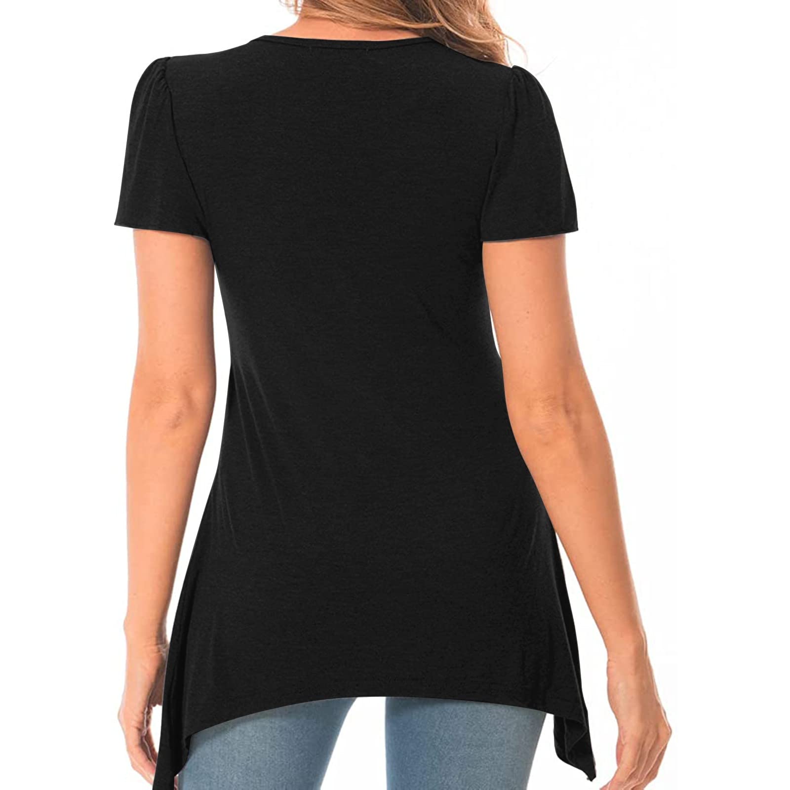 Donkey T-shirt de maternité à ourlet irrégulier pour femme - T-shirt décontracté à manches courtes et col rond - T-shirt d'allaitement basique, b-noir, XXL