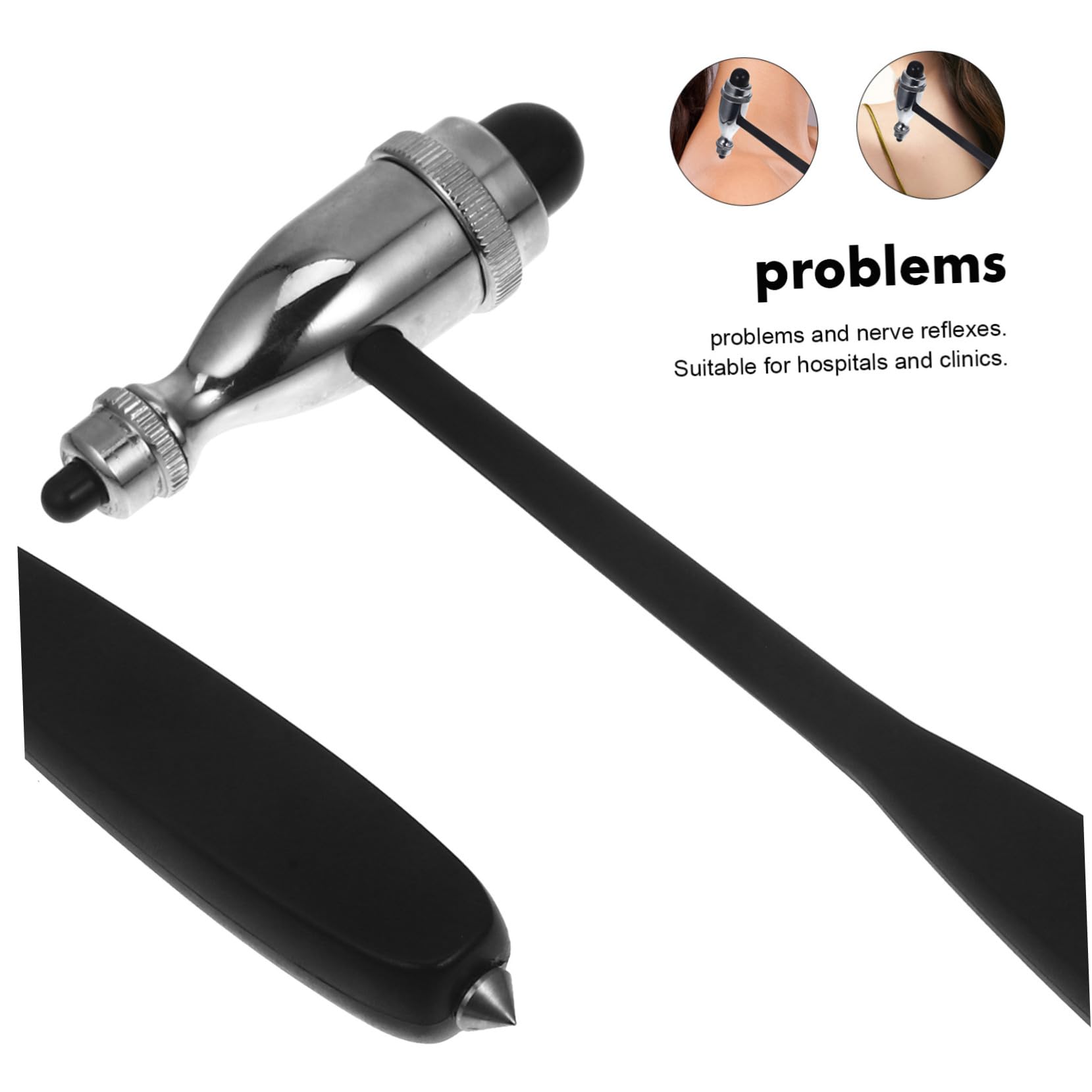 Cabilock Martillo De Prueba De De 4 Piezas Económico Médico De Percusión Neurológico Portátil Práctico De Acero Inoxidable Color Negro