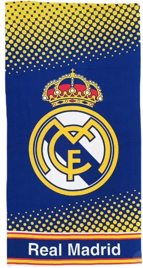 Real Madrid Toalla Playa Oficial 70x140 cm – 100% Microfibra, Secado Rápido, Ligera y Compacta – Toalla Piscina, Viaje y Deporte – Diseño Original Club Fútbol (Logo Club) - 1