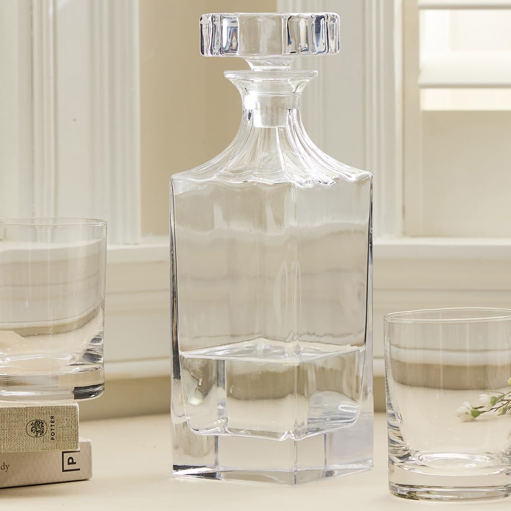 Large Clear Glass 900ml Square Decanter Carafe Jug Whisky Gift