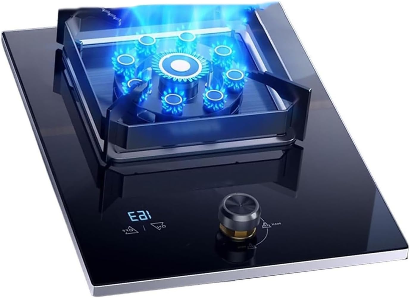 5.2KW Single Gas Cooker - Propane Burner Cooktop, Tempered Glass Stove, Recessed Camping, for Home Kitchen BBQ RV(NG)(NG)