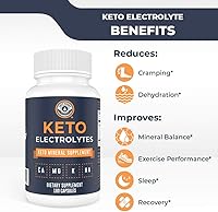 Vista 4 de Suplemento de electrolitos Keto, 180 cápsulas. Pastillas de electrolitos para dieta cetogénica. Magnesio, potasio, sodio, calcio. Tabletas Keto