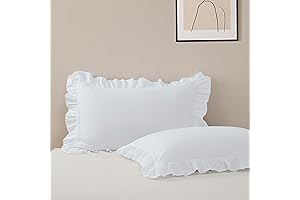 Standard Size Pillow Shams Set of 2 White 20x26 Ruffled Pillow Cases