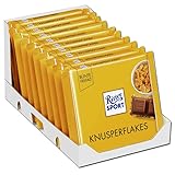 Ritter Sport Knusperflakes (10 x 100 g), cremige Vollmilchschokolade mit knusprigen Cornflakes, Tafelschokolade, schokoladiges Knuspererlebnis