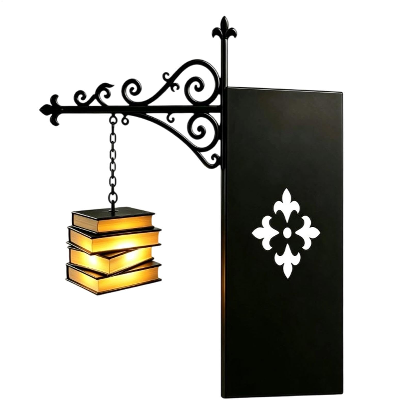 Byeaon Book Shelf Lamp LED Vintage Floating Stacked Book Decoration