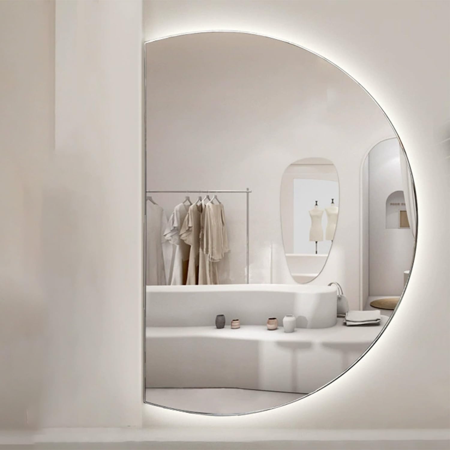 FGXHHS Backlit LED Mirror with Smart Anti-Fog Touch, Wall Mounted for Bathroom or Entryway