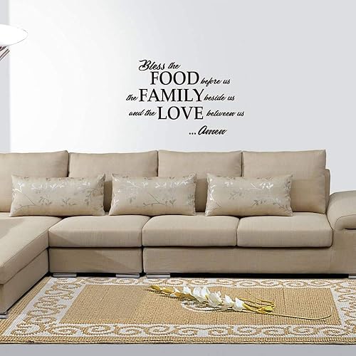 Miniatura 4 de Bless The Food Before us, The Family Beside Us and The Love Between Us Amen - Calcomanía para pared, citas, oración, comedor, cocina, decoración del
