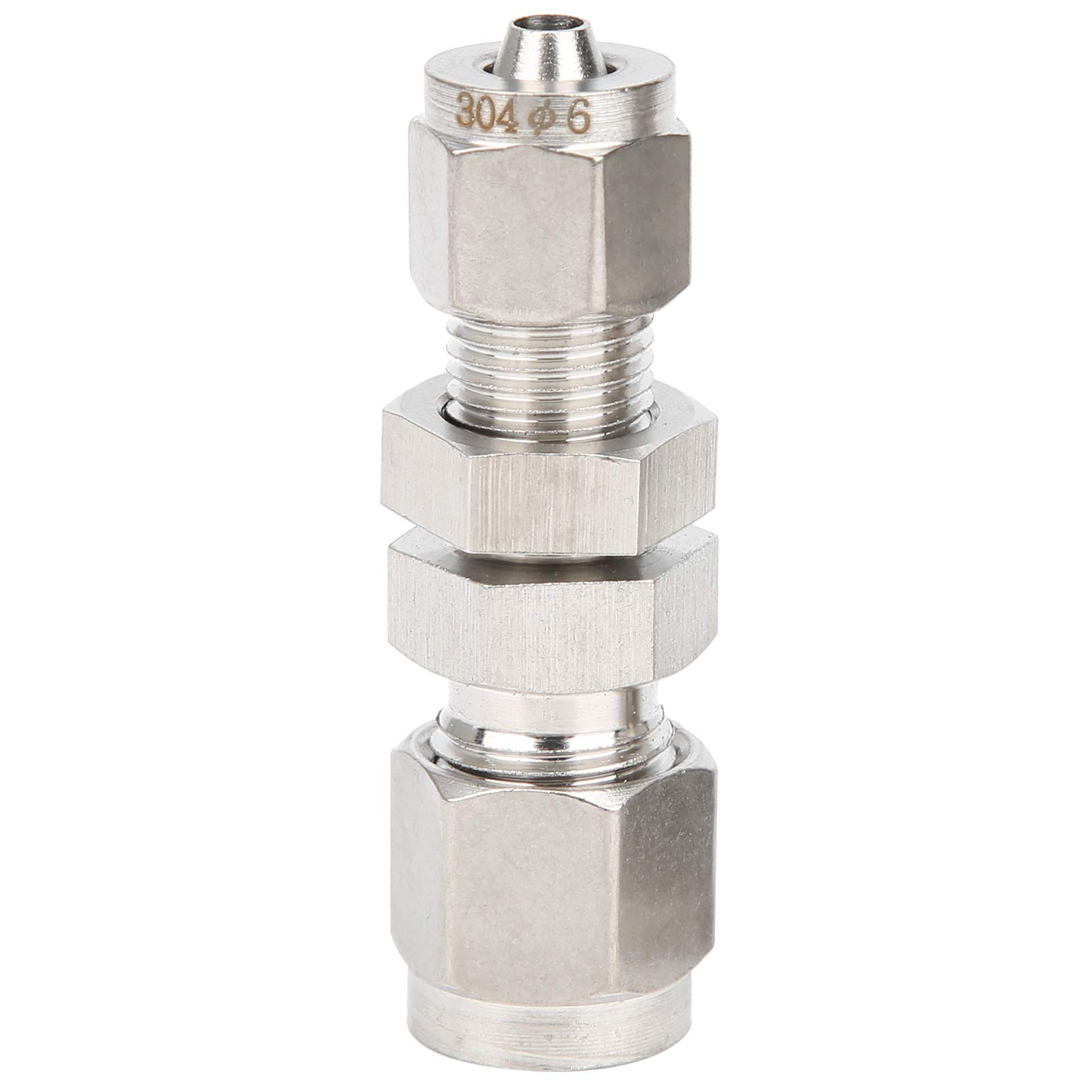 2?Touch Fitting, 304 Stainless Steel Ferrule Compression Fitting, for Wall and Board Firm Connection Hard Tube Conversion Hose Hard Tube X Hose (?6*4)