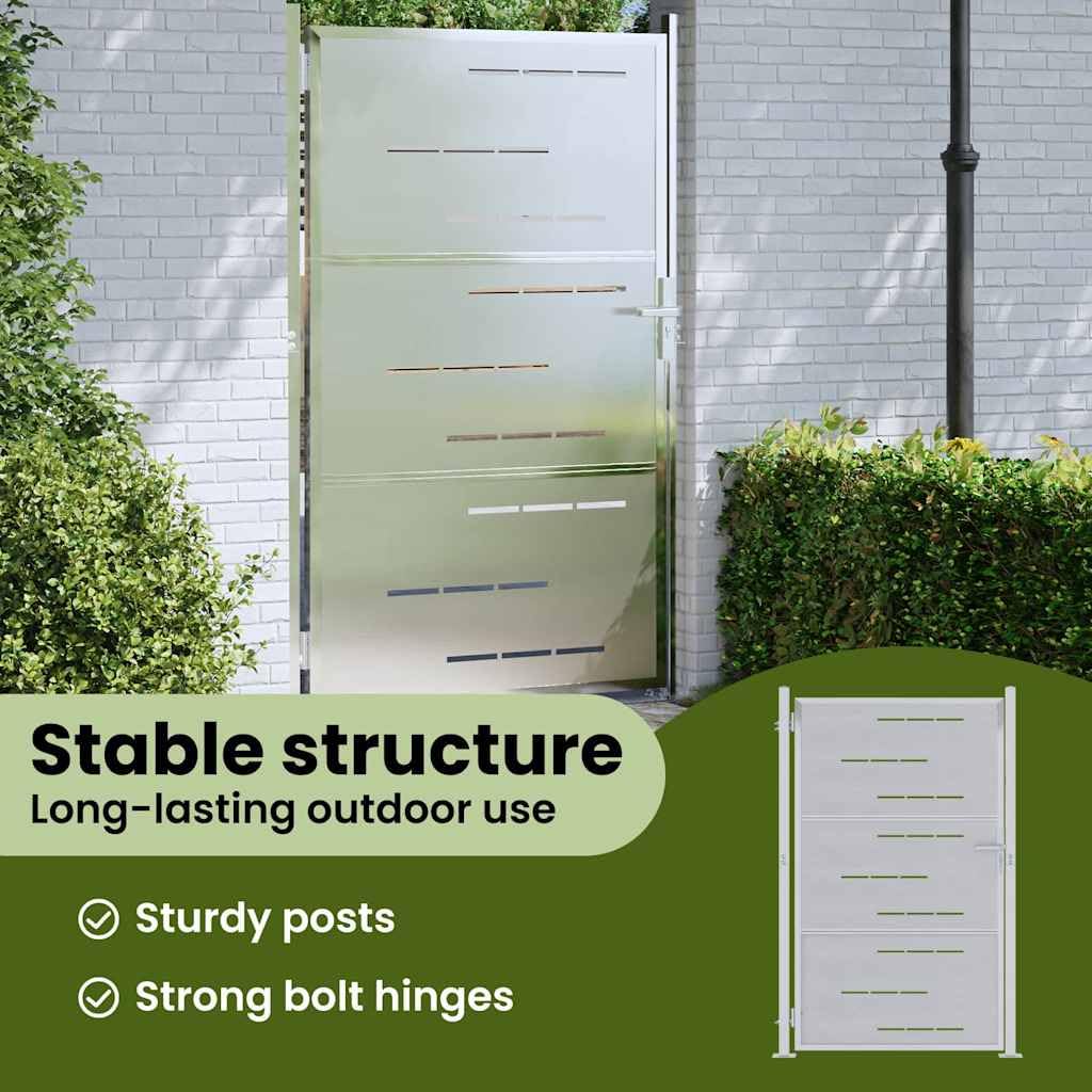 vidaXL Puerta de jardín Plateado 85 x 120 cm Acero Inoxidable, Puerta de estructuras Modernas para jardín y terraza, Valla Exterior, Acero Inoxidable