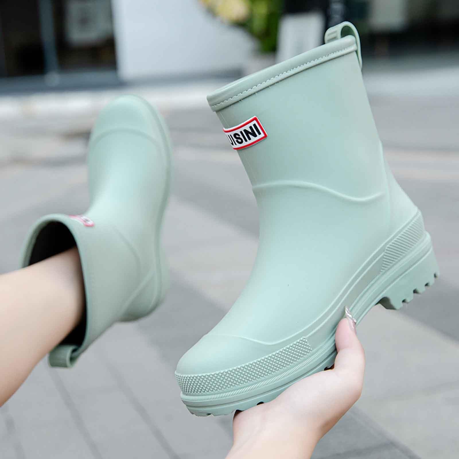 Generisch Elegantes zapatos de lluvia para mujer, perfectos para la temporada de lluvias, puntera cerrada, suela plana cómoda, moderna y versátil, ideal para combinar con impermeables.