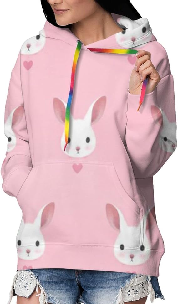 Amazon Co Jp 素敵なウサギピンクの背景 レディース 長袖 パーカー プラスベルベット 厚くする フード付き ポケット付き プルオーバー おしゃれ スポーツウェア 冬 ファッション Amazon Co Jp 素敵なウサギピンクの背景 レディース 長袖 パーカー プラスベルベット 厚くする フード付き ポケット付き プルオーバー おしゃれ スポーツウェア 冬 ファッション