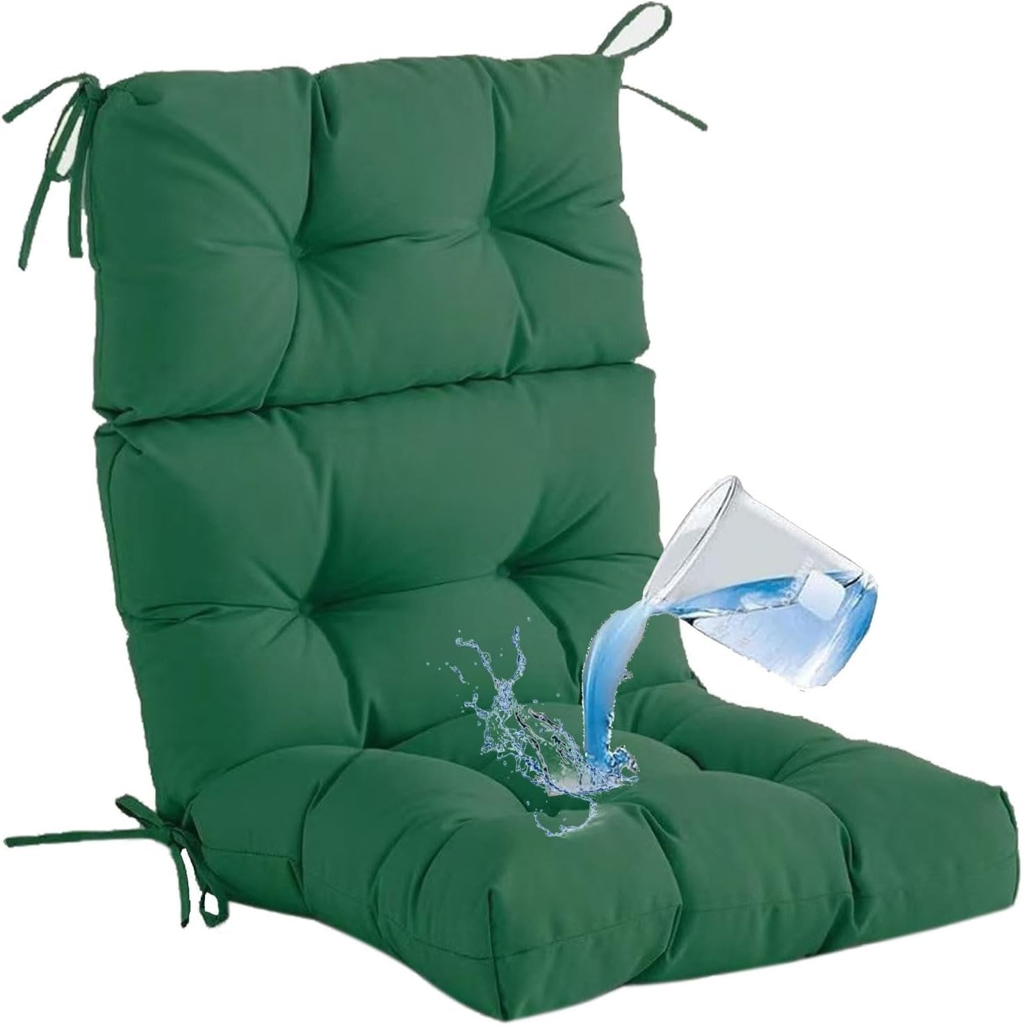 Cuscino Impermeabile per Sedia da Esterno con Schienale Alto e Laccetti (110x50cm, Spessore 6-8cm) - Adatto a Sedie a Dondolo, Patio, Giardino e Interni - per Mobili da Terrazza(H)