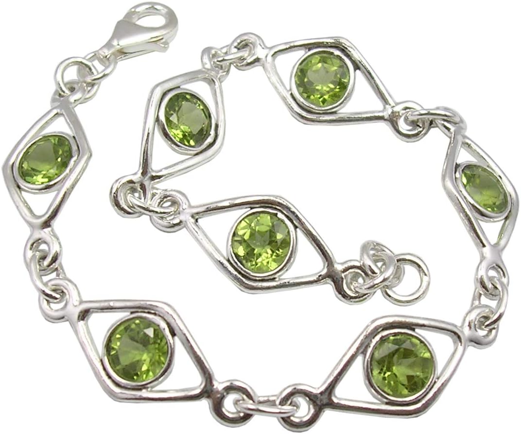 Sterling Silver Peridot Bracelet 7.7" New Jewelry