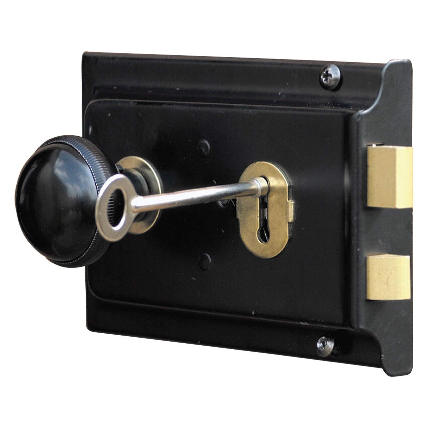 Black Rim Sashlock & Knob Set, 6" x 4" Double Handed by Haven Heritage®