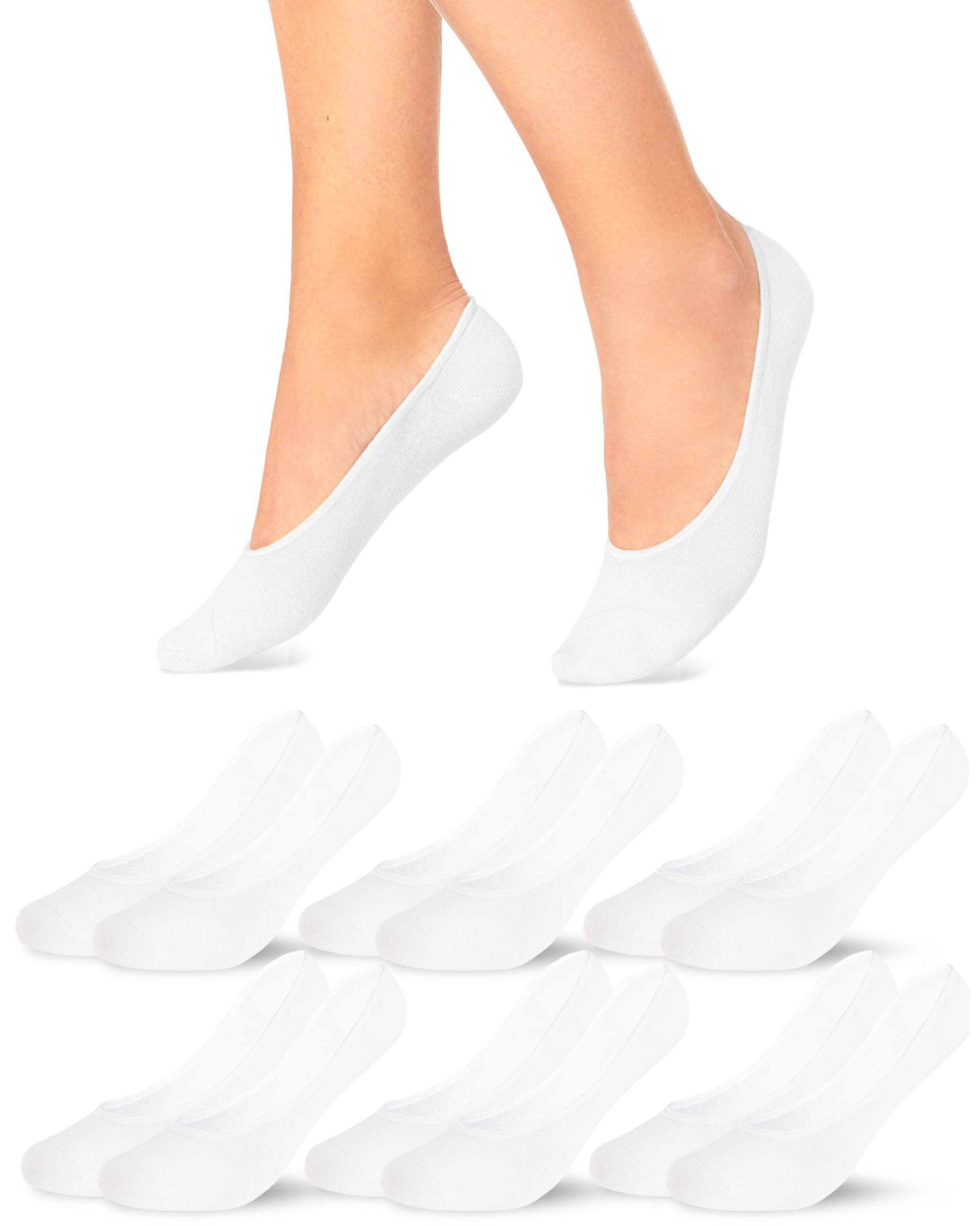 sockenkauf24 Füßlinge Damen Ballerina Socken Antirutsch mit Silikonpad 6 Paar Baumwolle