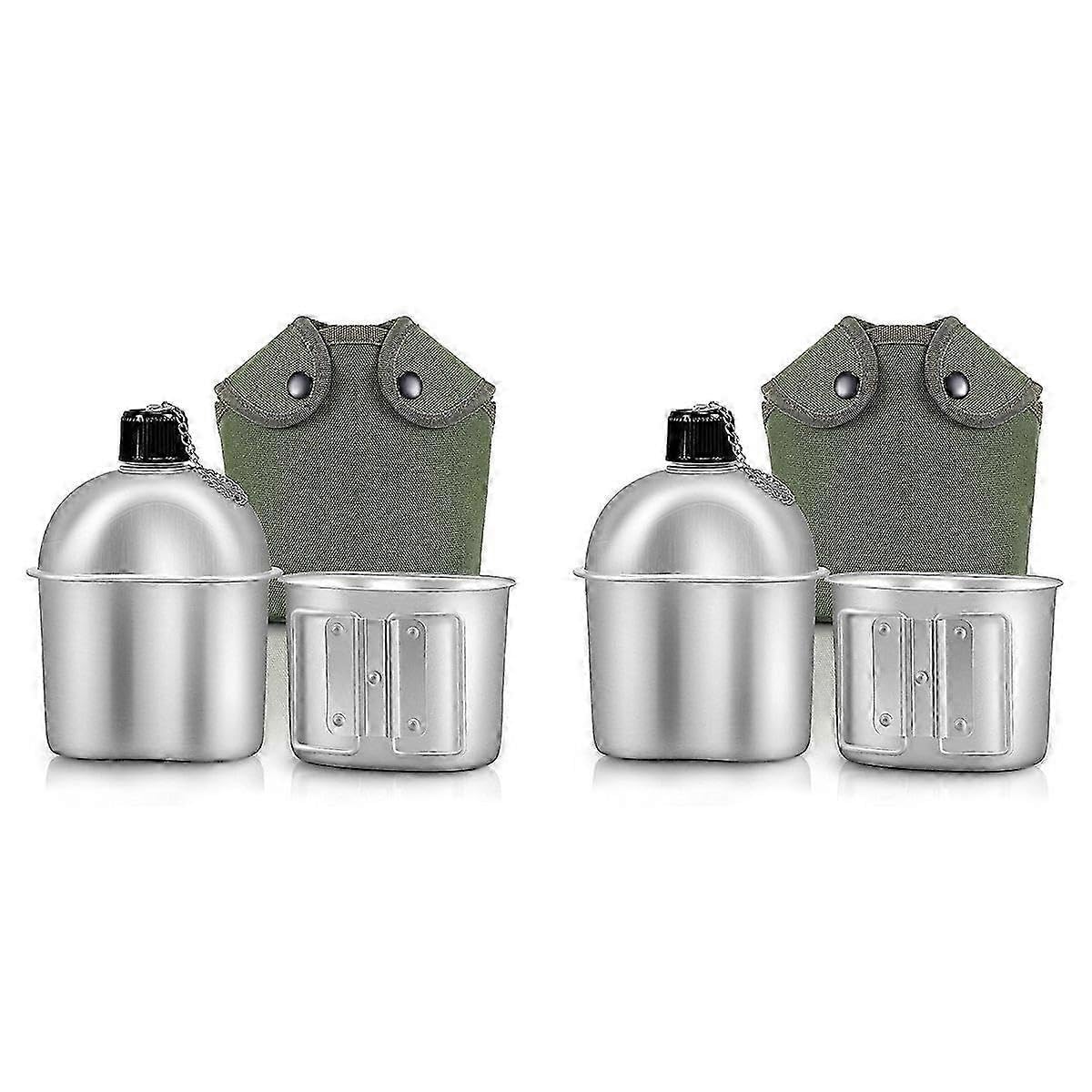 JOYHAPPST 2X Outdoor Canteen Cookware Set Canteen Cup Portable Water Bottle With Grab Handle Cup For Outdoor C