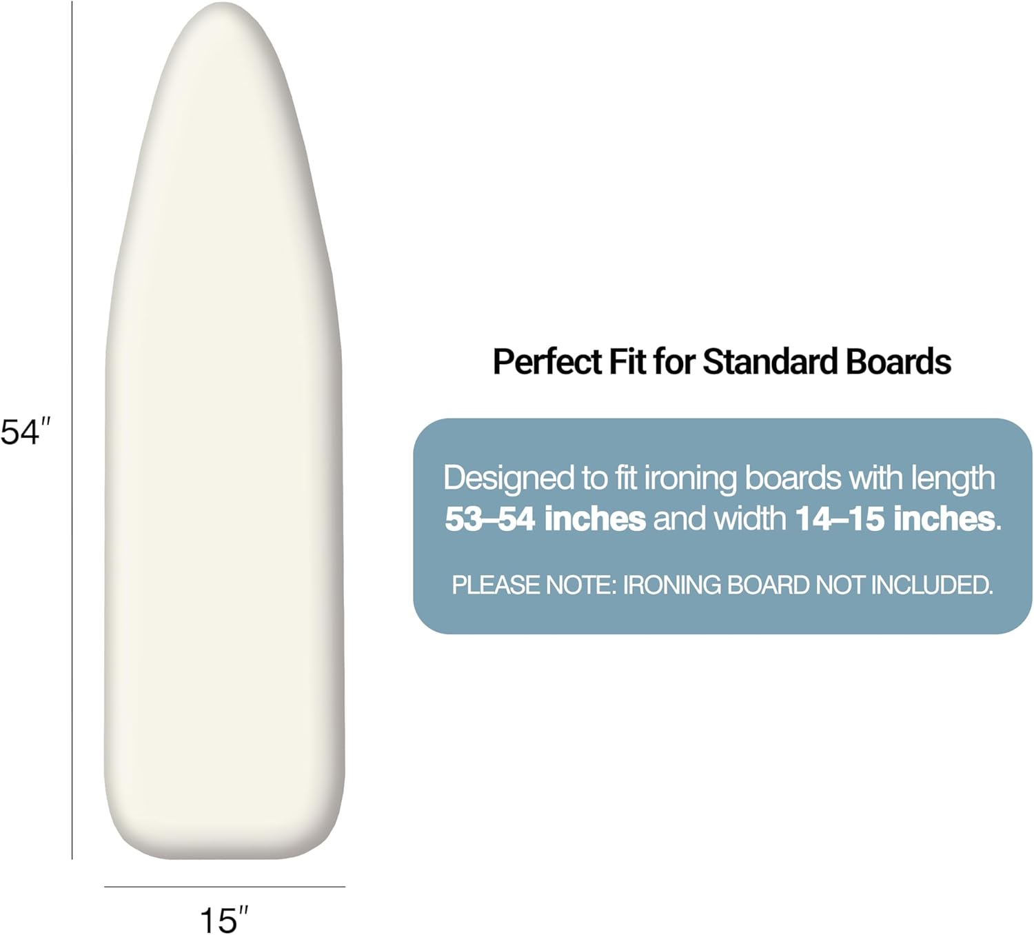 ironing board cover and pad 15"x54" extra thick natural cotton, scorch and stain resistant padding,standard size iron board cover with fasteners heavy duty elastic edge, beige beige 15" x 54"
