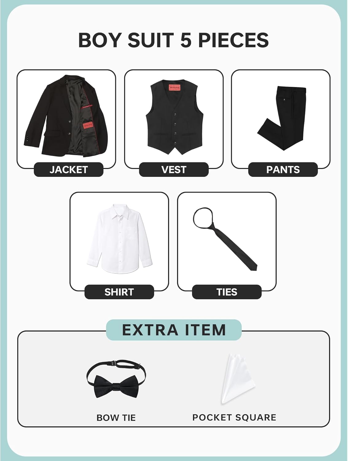 Marvelous World Boys' Plus Size Husky Stretch Suit Set, Youth Suit Size 8-20, Adjustable Waist - Image 2