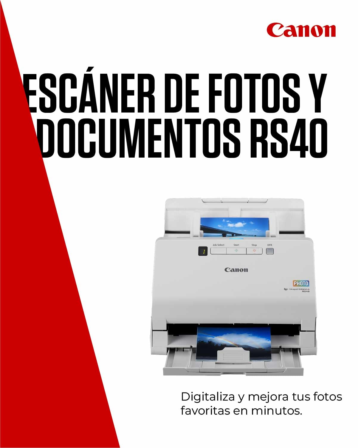 Canon imageFORMULA RS40 Escáner de Fotos y Documentos | Escaneo a Doble Cara con USB para el hogar y la Oficina | con Auto Photo Fix y Corrección de Ojos Rojos | Incluye Software Canon CaptureOnTouch