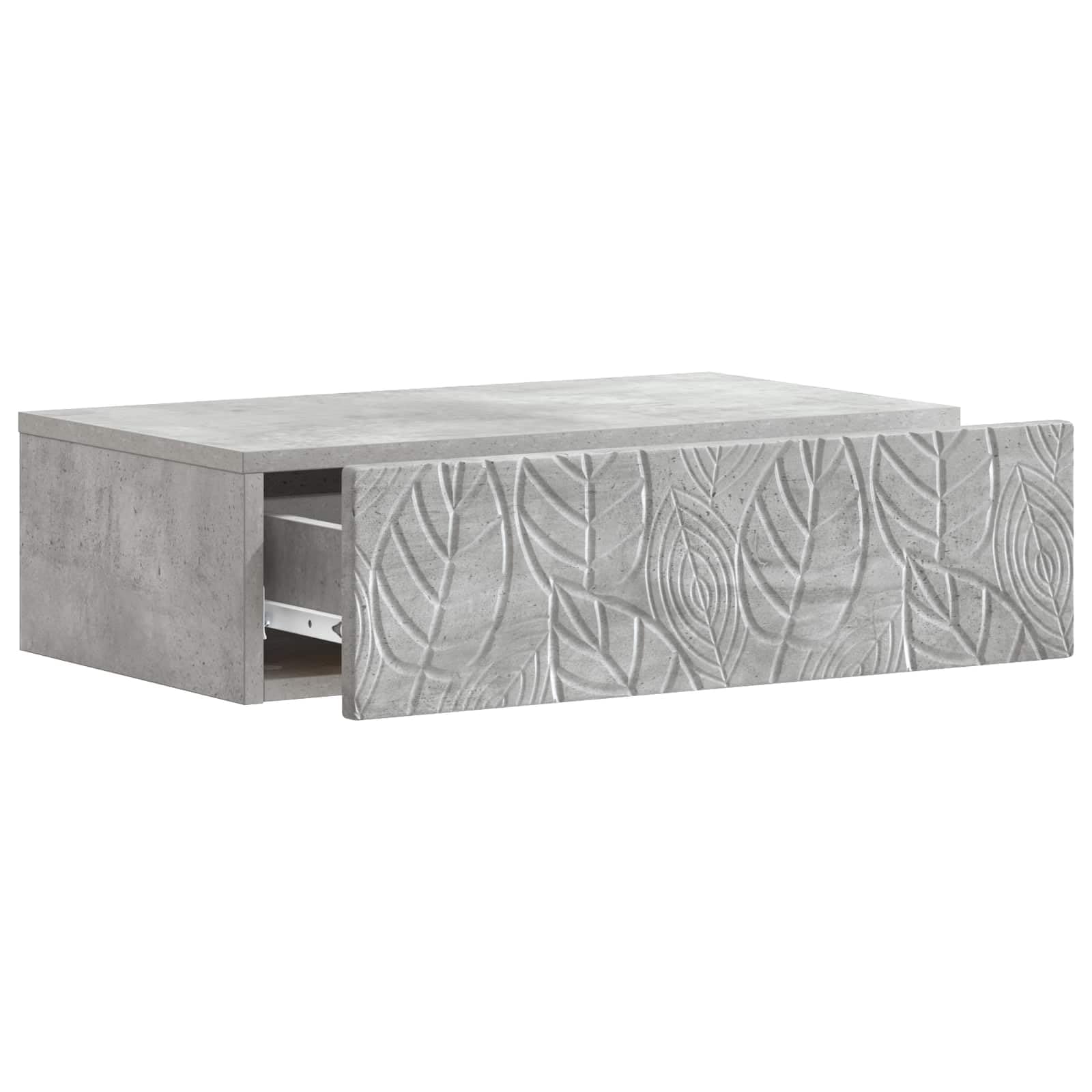 Tavolino da parete grigio cemento in legno 87,5 x 34,5 x 17 cm con cassetto, spazio e design salvaspazio per soggiorno, corridoio, ufficio e conservazione versatile