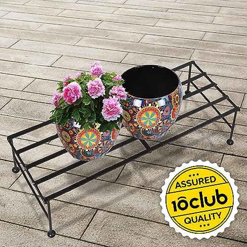 Image of Kraft Seeds by 10 CLUB Rectangular Galvanized Metal Stands for Pot (1 Pc, 24 Inch) | Metal Plant Stands | Garden Pots Stand for Home
