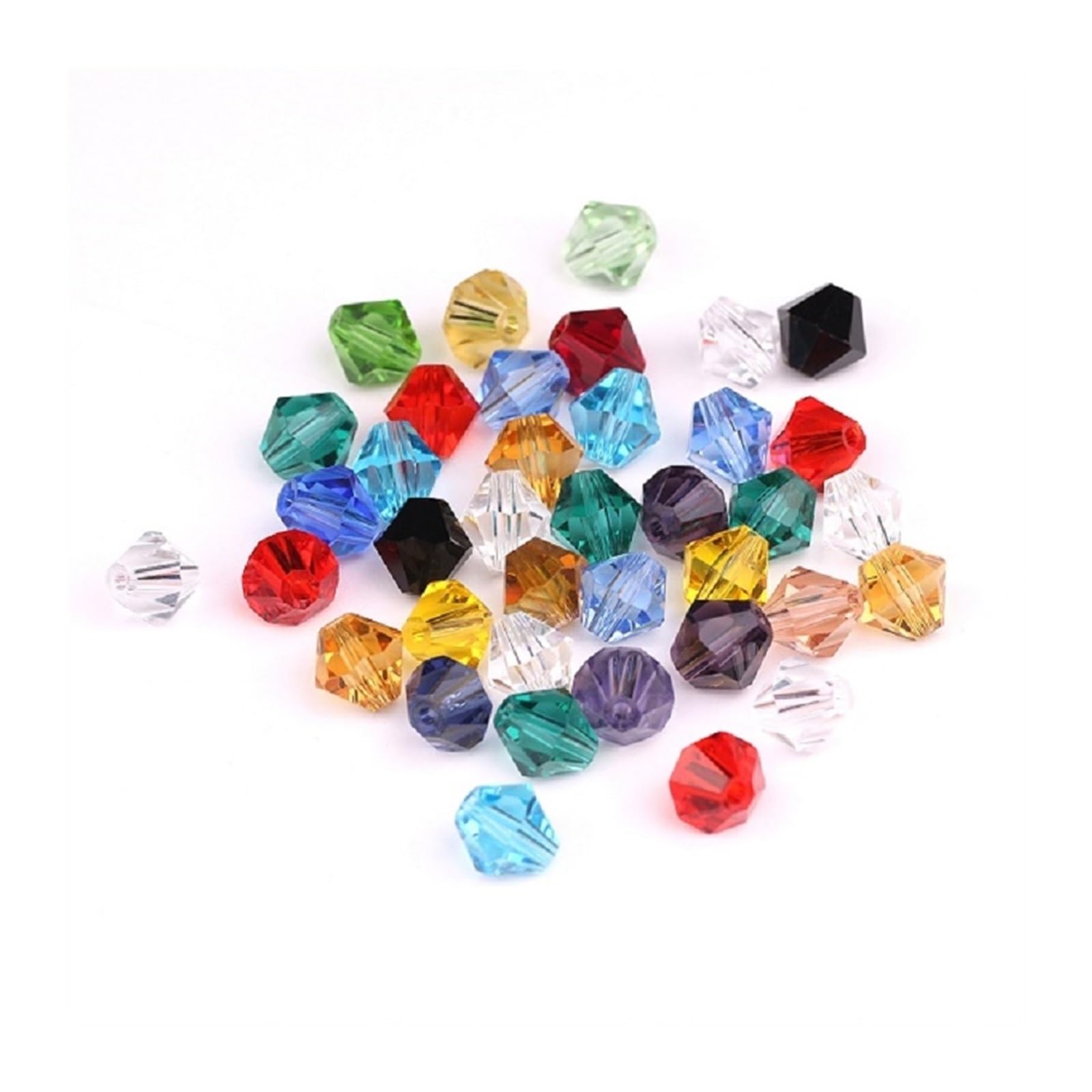 UZAMIRLEX Bicone Shaped Glass Beads, Faceted Glass Crystal Bicone Beads Multicolor 2-10mm For Jewelry Making Crafts(Pts Mixed,8mm 35pcs)