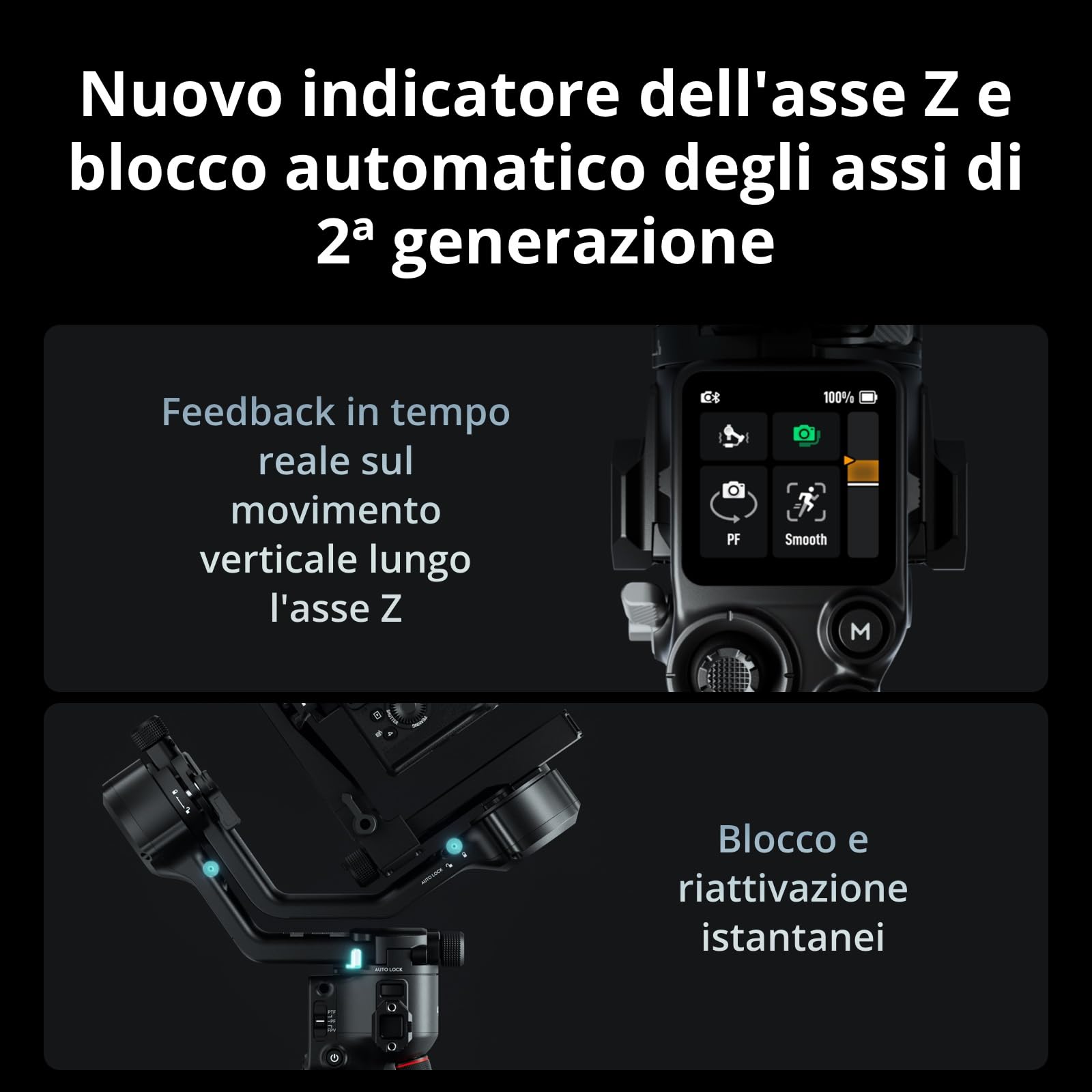 DJI RS 5 Combo, stabilizzatore per fotocamera Canon/Sony/Nikon/Fujifilm, tracciamento intelligente, impugnatura elettronica a valigetta, manopole di regolazione fine, nuovo indicatore dell'asse Z