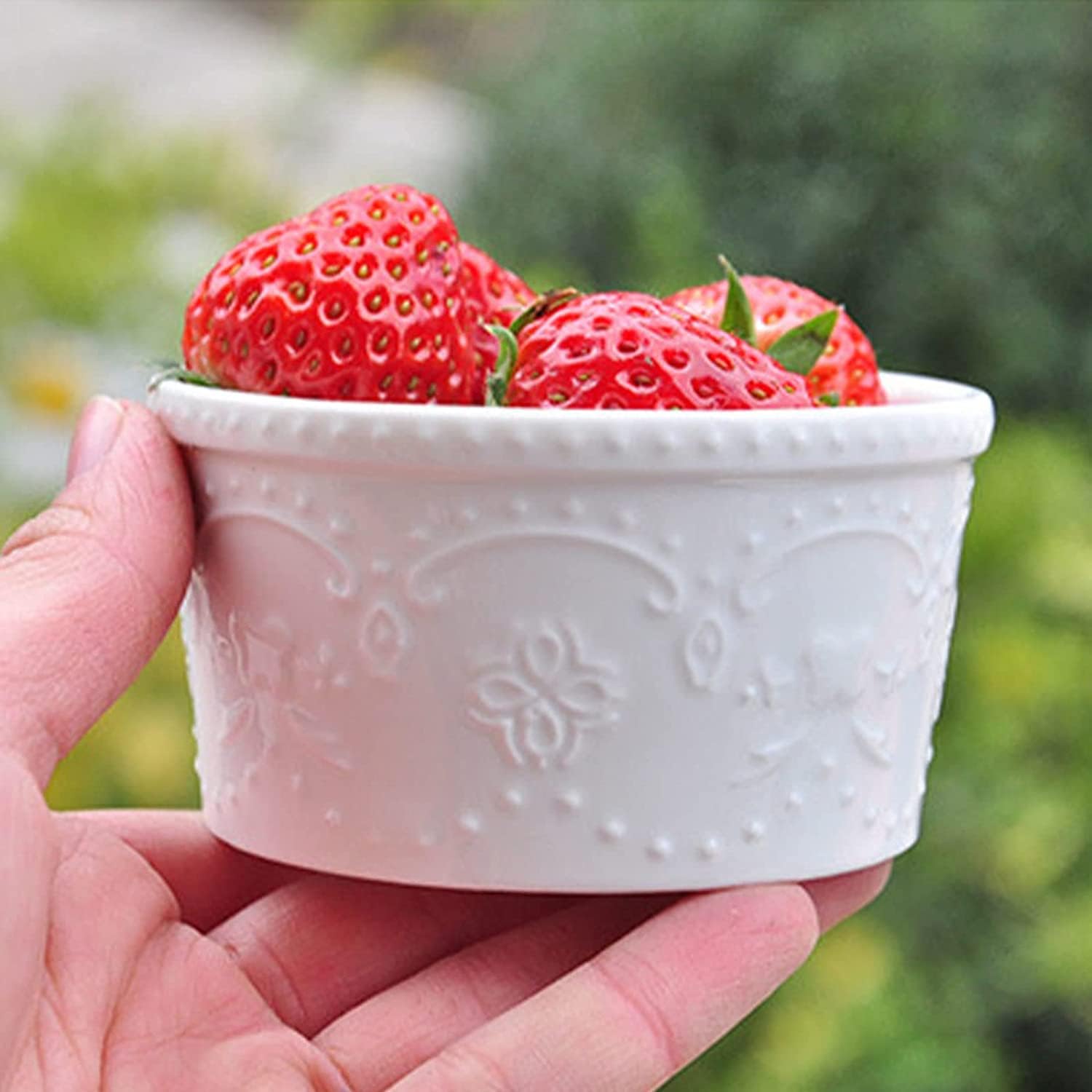 Bol à soupe, bol à riz, bol à déjeuner, ensemble de ramequins blancs, 120 ml, ramequins à crème brûlée, plats à soufflé allant au four, ramequins à soufflé, ramequins for friteuse à air-blanc-lot de 6
