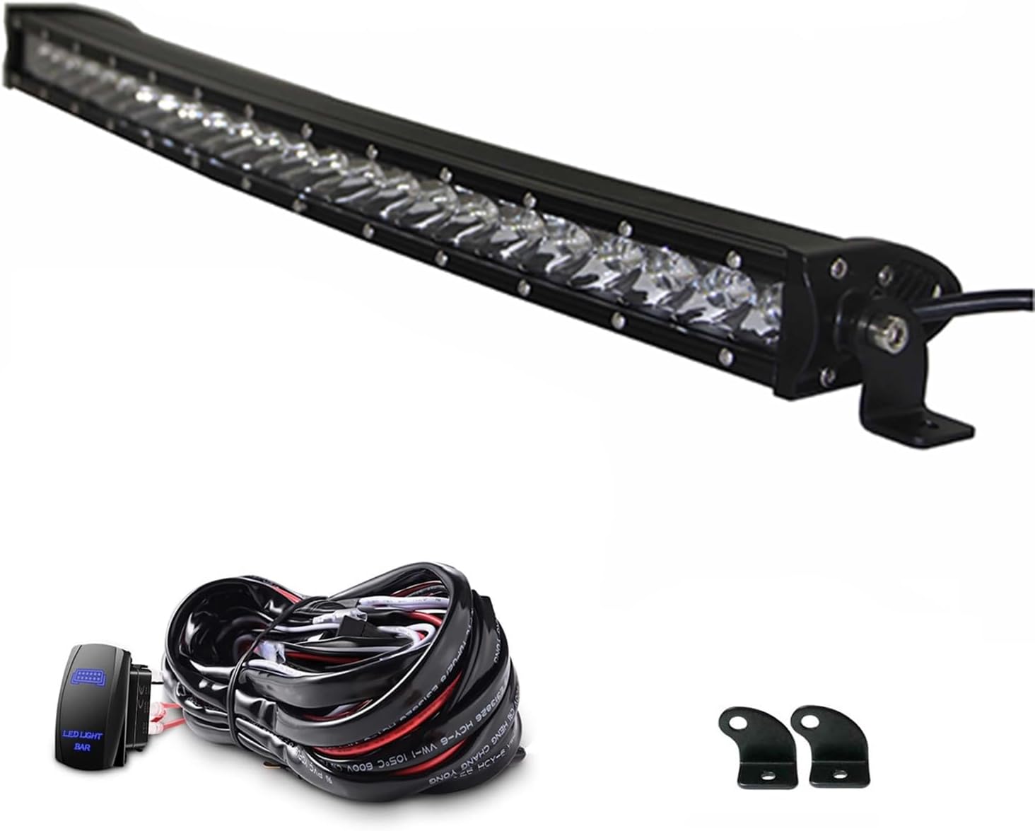 31" Inch 150w Curved LED Bar Spot Flood Combo Light Bar Off Road Pickup Van Camper Road Roller Bulldozer Crane UTV ATV Truck 4WD Lamp Rocker Wiring Harness