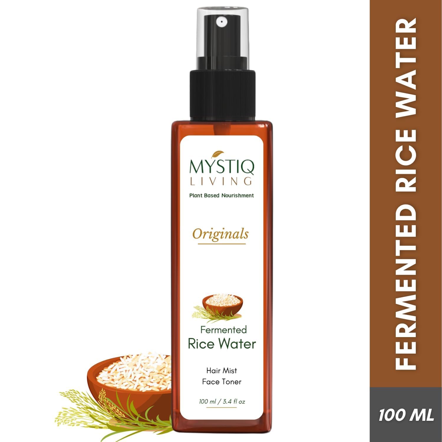 Fermented Rice Water Toner Spray for Korean Glass Skin | 100% Pure Made with Organic Doon Basmati Rice | Skin Brightening & Glowing Skin 100ML