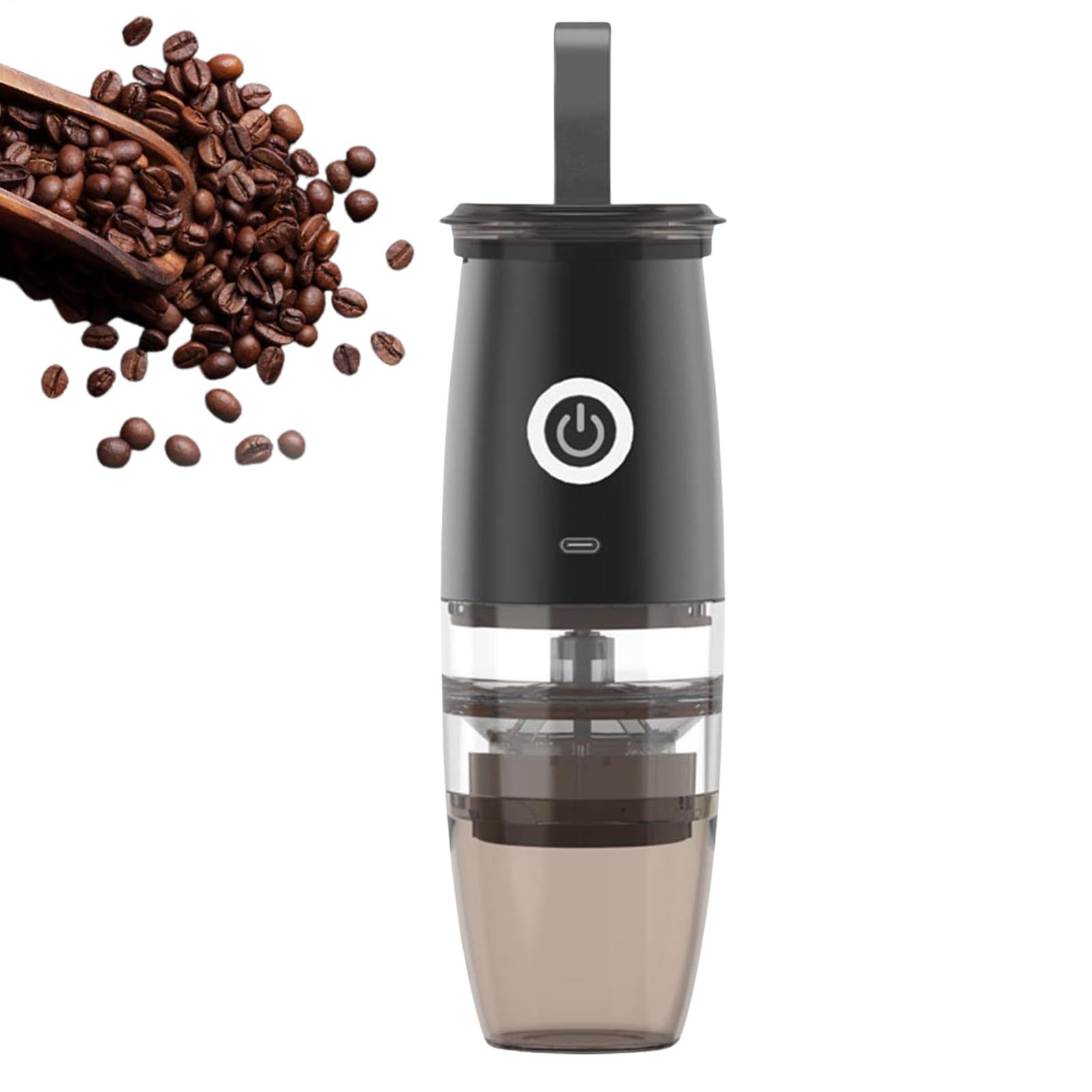 Molinillo de café portátil - Molinillo de café 2 en 1, molinillo de café para muelas | Molinillo de 3 tipos con 5 ajustes de molienda fina/gruesa y recipiente de café transparente