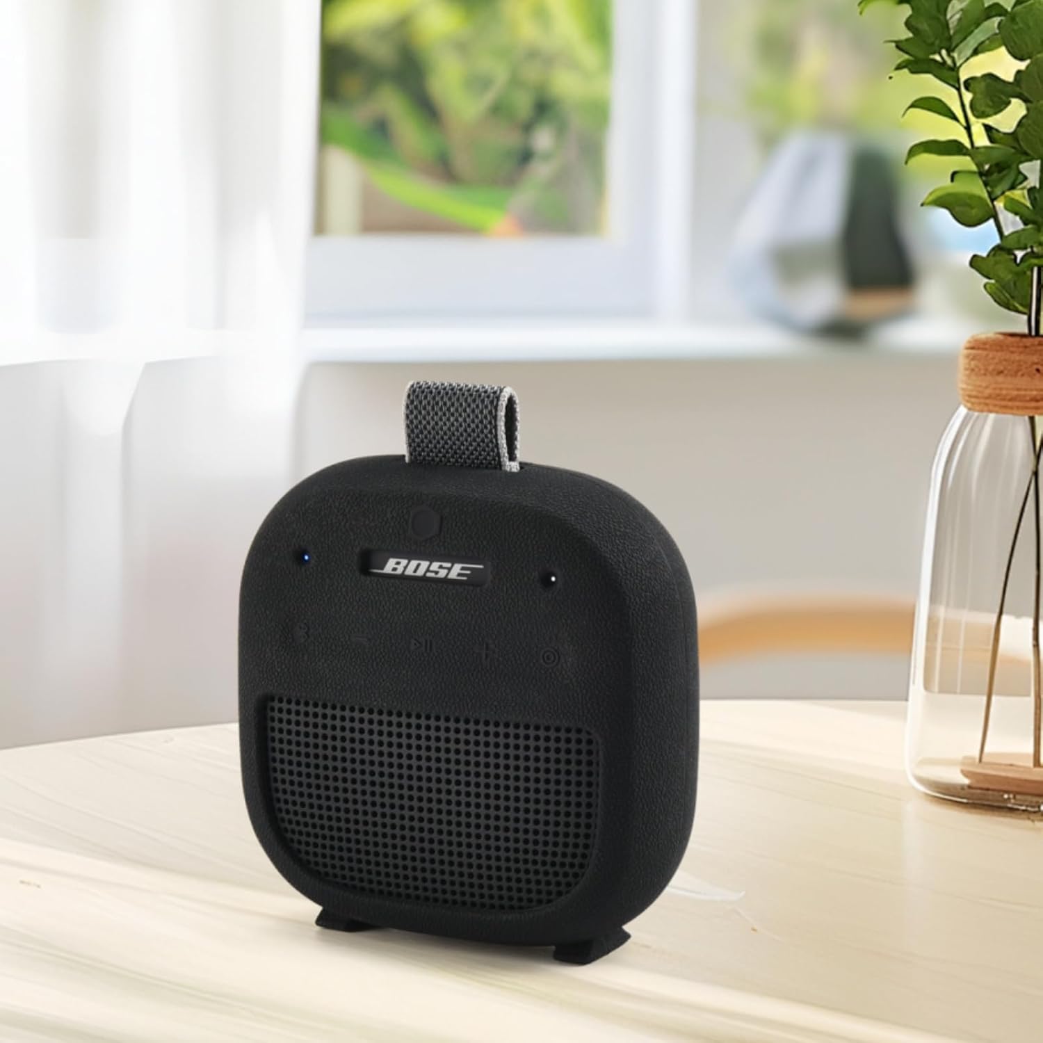 Silicone Case Sleeve for Bose SoundLink Micro 2nd Gen,Protective Case for Bose SoundLink Micro 2,with Carabiner (Black) - Image 3