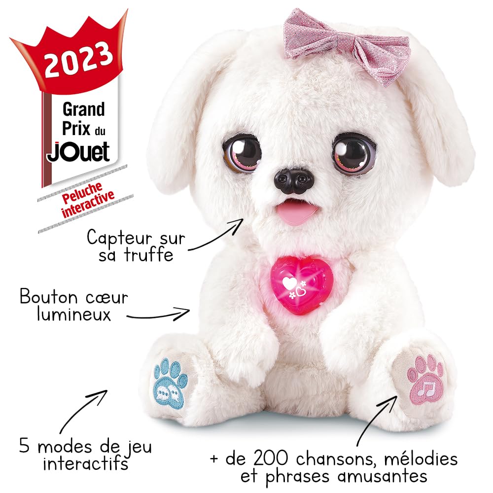 VTech - KissKiss, Mon Toutou Bisous, Peluche Interactive, Tête et Visage Animés, Compagnon Câlin Électronique, Animal à Fonctions, Jouet Chien Interactif, Cadeau Enfant Dès 3 Ans - Contenu en Français