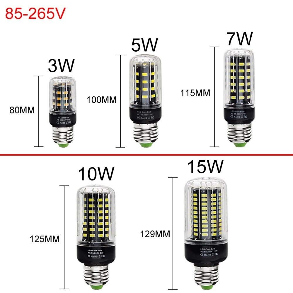 RZL Illuminazione, Confezione da 20 lampadine a LED E27 3W/5W/7W/10W/15W AC85V-265V lampada a diodo LED SMD5733 senza sfarfallio(Warm White,10W)