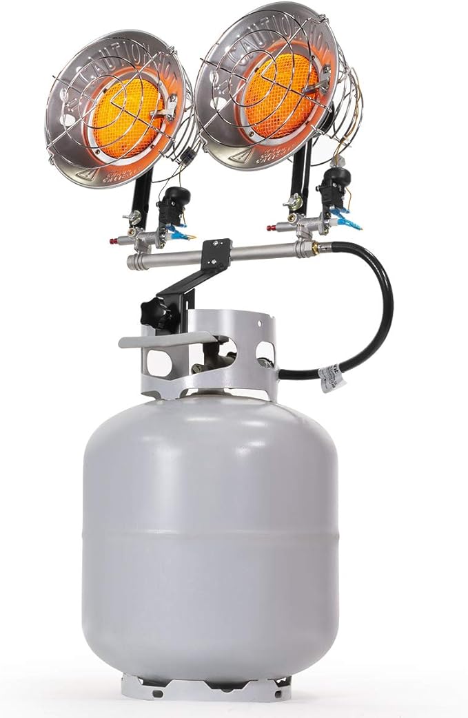 XtremepowerUS 30,000 BTU Propane Tanktop Heater Infrared Dual Burner Safety
