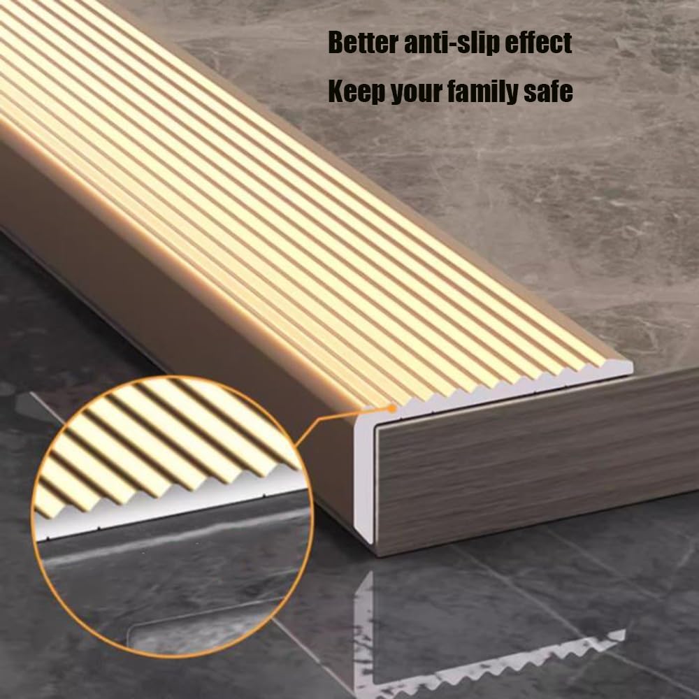 Perfil De Borde De Escalera Forma De L，Aluminio Tira De Borde De Escalera，90×7.5×2.5cm Antideslizante Nariz De Escalera, Perfil De Protección para Borde De Escalón(Black)