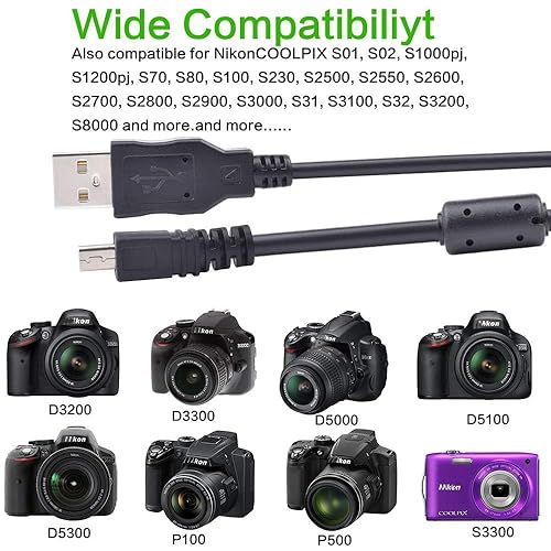 Miniatura 5 de Cable USB de repuesto para cámara UC-E6, cable cargador de transferencia de fotos, compatible con cámara SLR D3300 D750 D5300 D5500 D7200 D3200,
