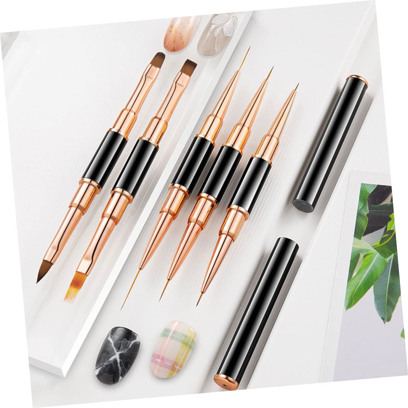 minkissy 15 Piezas Juego De Pinceles Para Uñas Suministros De Arte De Uñas Pincel Para Pintar Uñas Esmalte De Uñas Herramientas De Arte De Uñas De Salón De Aluminio Difuminador Pintado